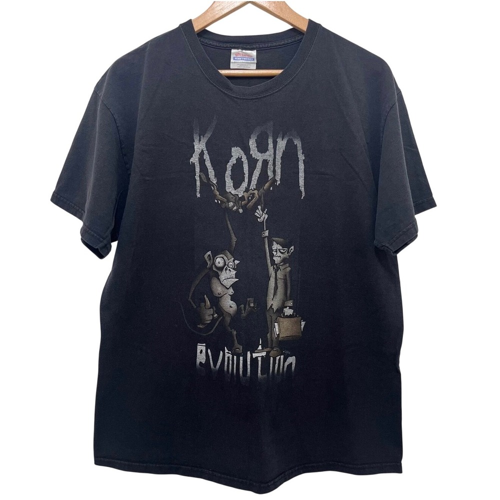 Gildan Korn Evolution Graphic Tee Women Small Black Excellent Band Rock Shirt